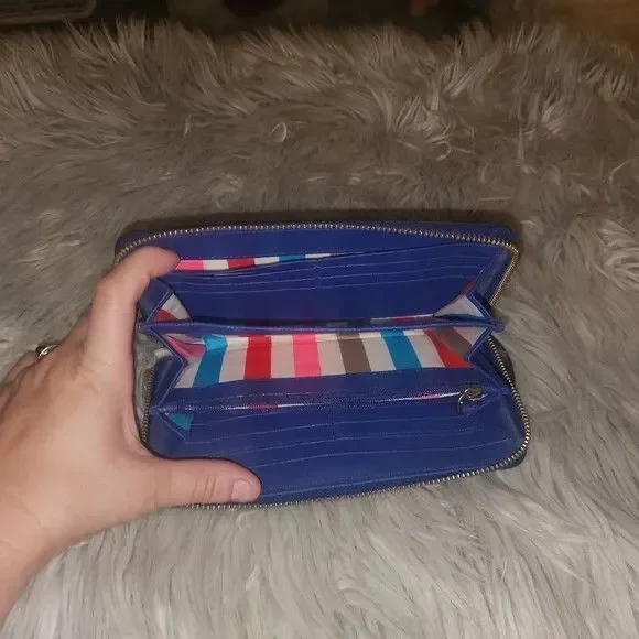 Kate Spade Neda Navy Blue WLRU 1148 Newbury Lane Zip Wallet Preppy Classic - Picture 6 of 7